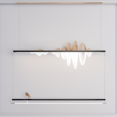  新中式吊灯装饰灯su模型 