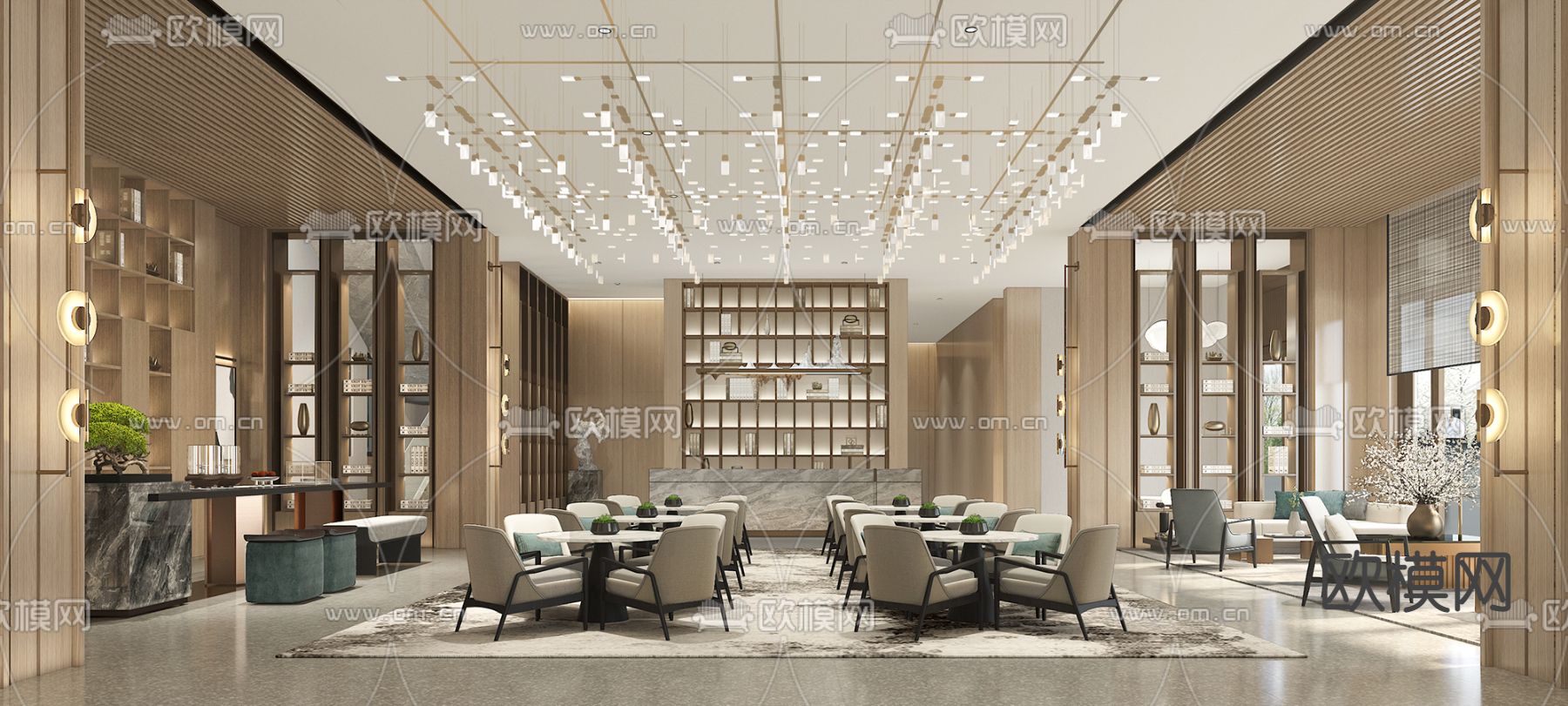 现代售楼处洽谈区3d模型下载（渲染图1）
