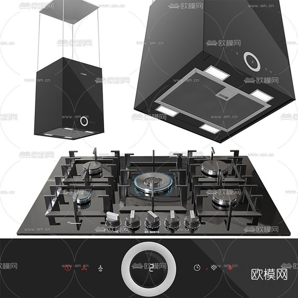 现代煤气灶冰箱饮水机3d模型下载(渲染图2)