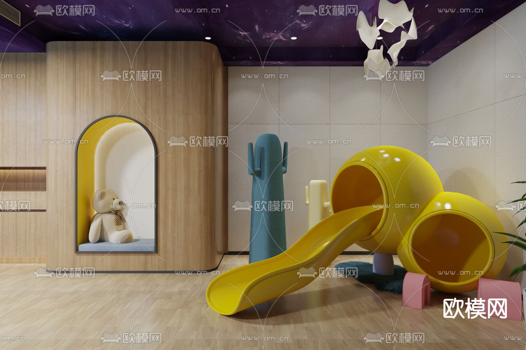 现代幼儿园儿童游乐区3d模型