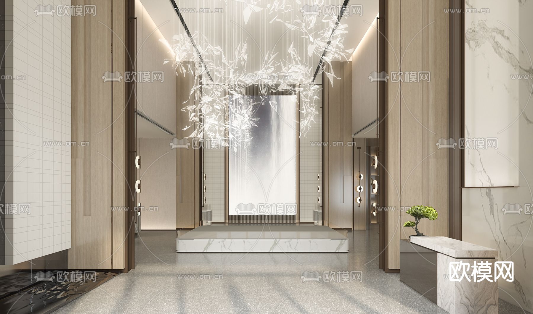 现代售楼处洽谈区3d模型下载（渲染图2）