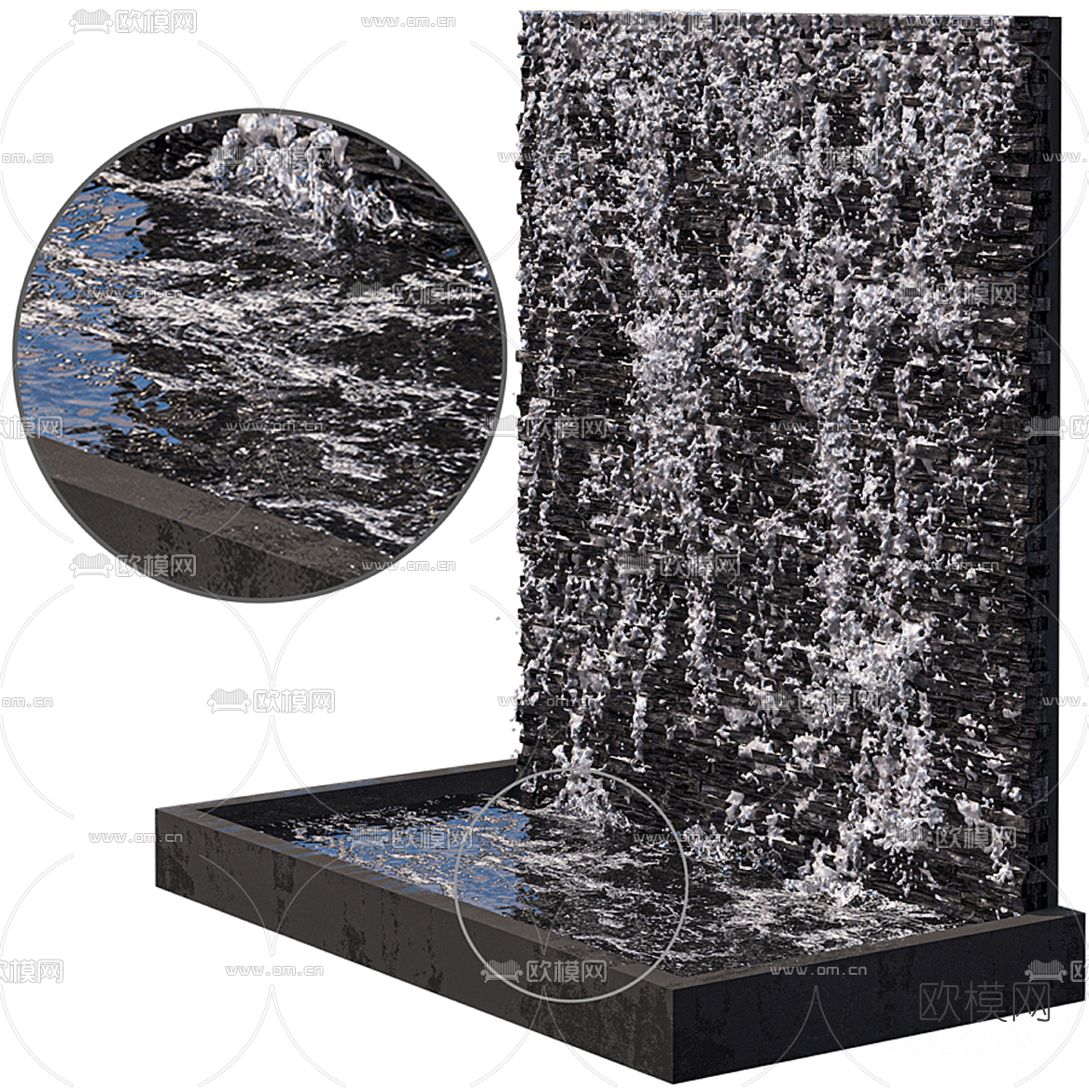 现代景观喷泉水池小品3d模型