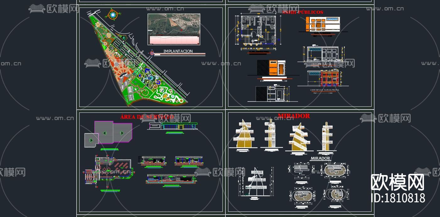 城市绿化cad施工图下载（渲染图3）