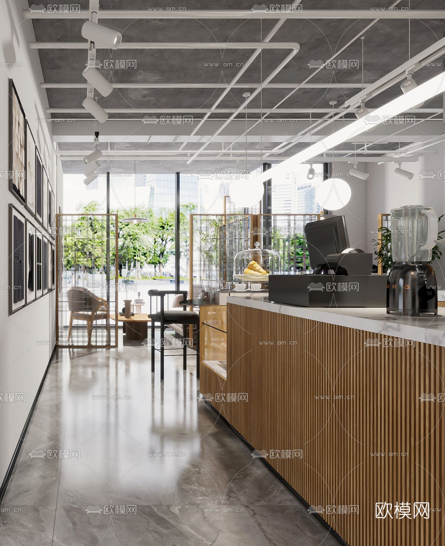 工业风咖啡厅3d模型下载（渲染图4）