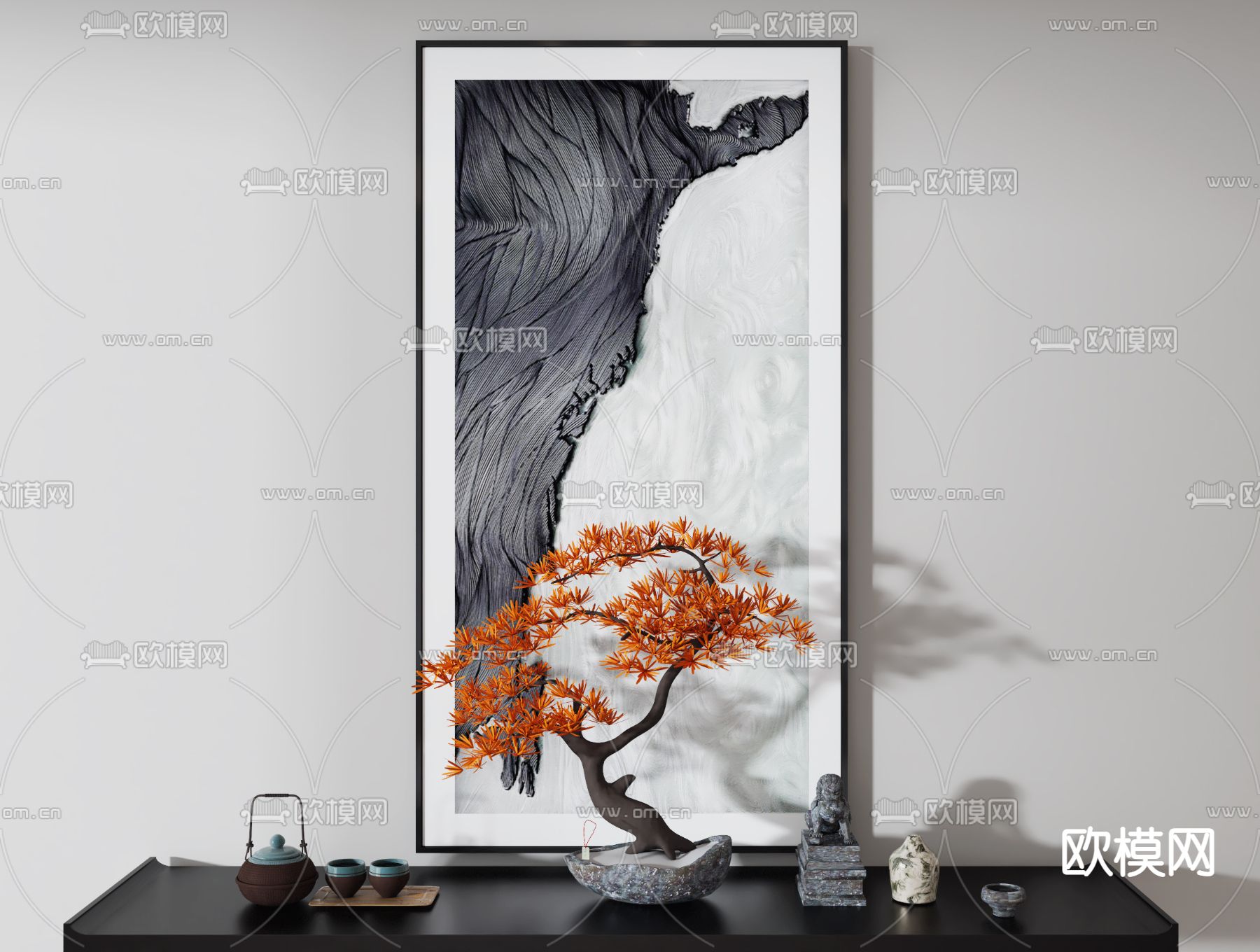新中式装饰画3d模型