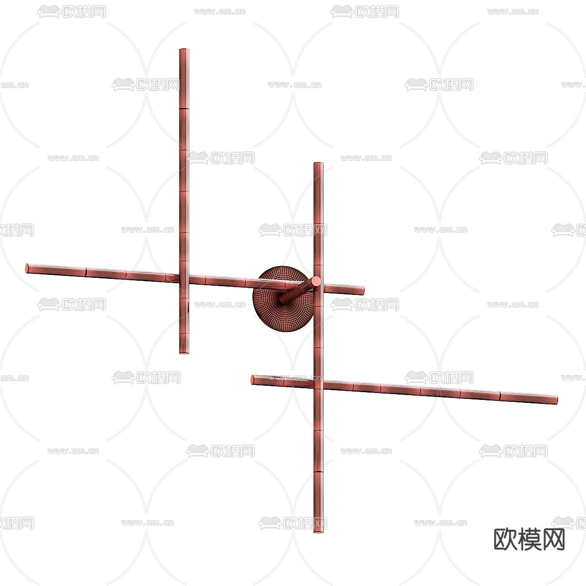 现代金属壁灯3d模型下载（渲染图2）