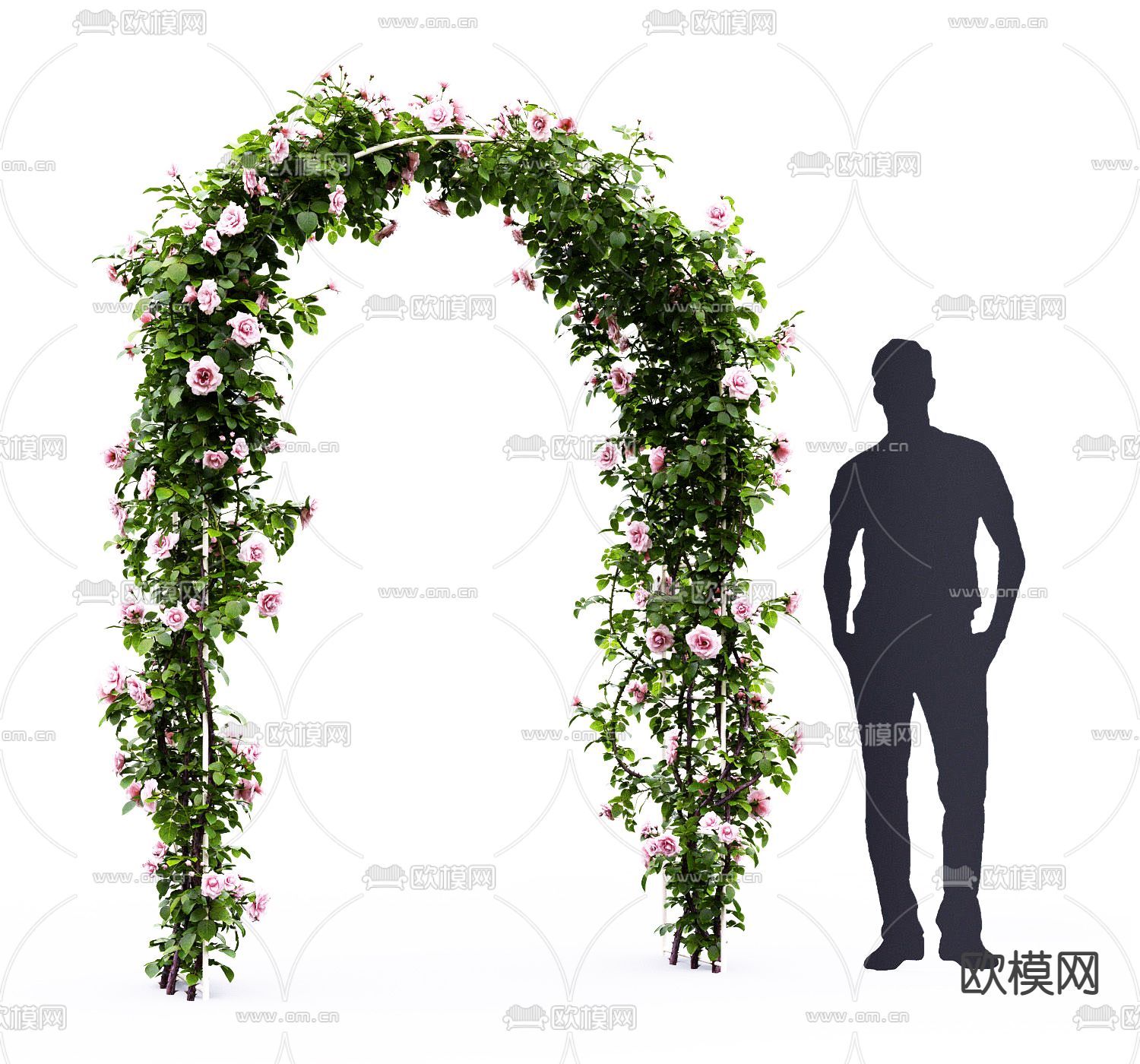 现代植物玫瑰拱门小品3d模型下载（渲染图1）