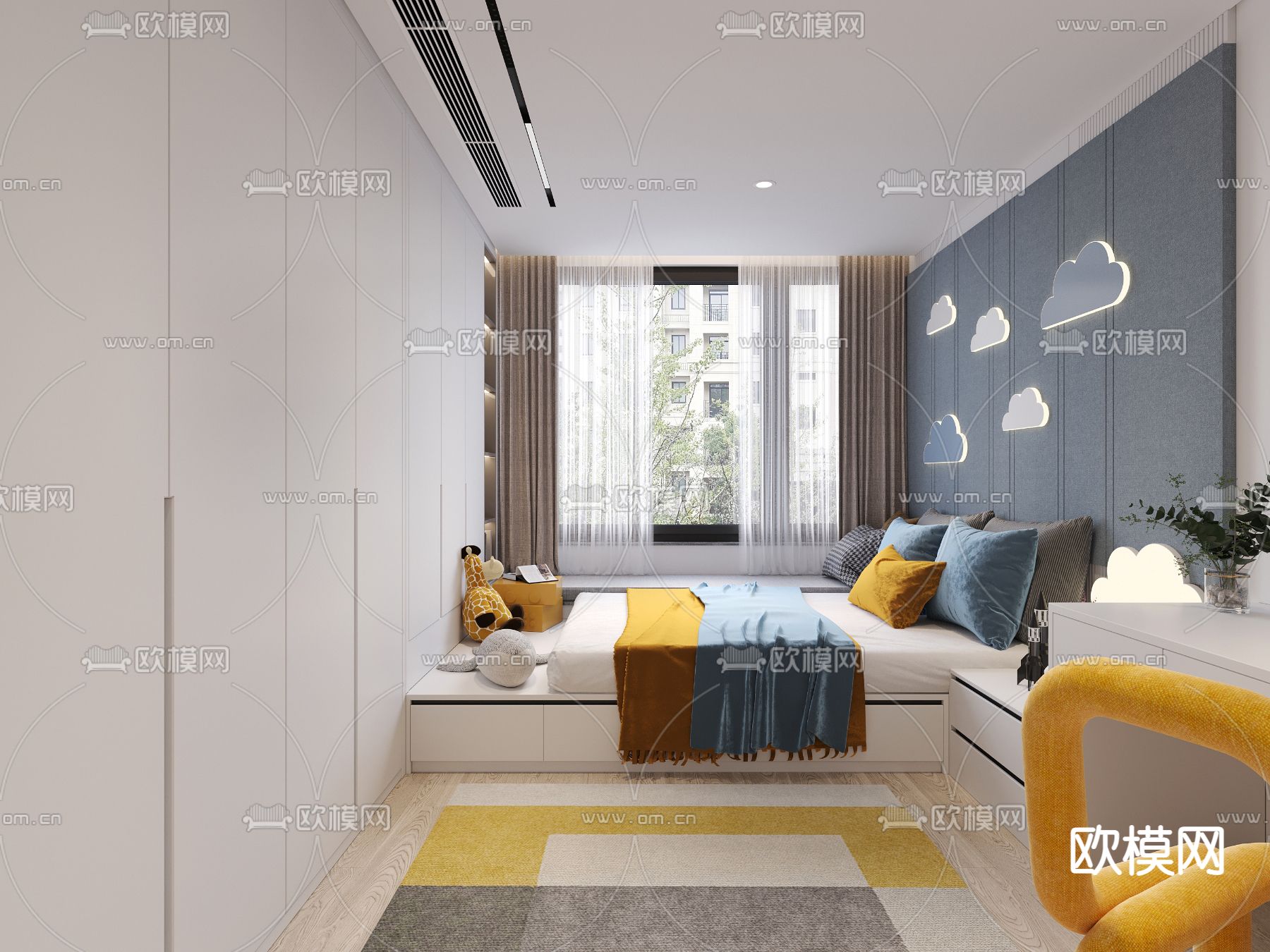 北欧榻榻米男孩房3d模型
