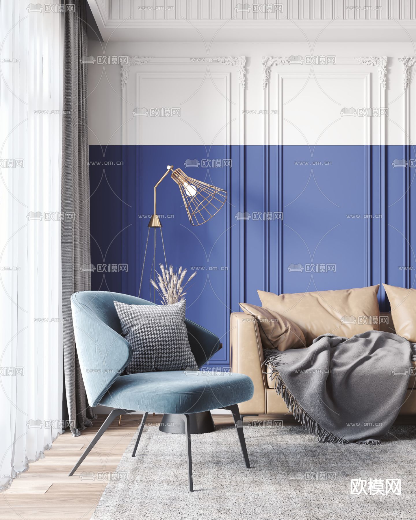 欧式客餐厅3d模型下载（渲染图4）