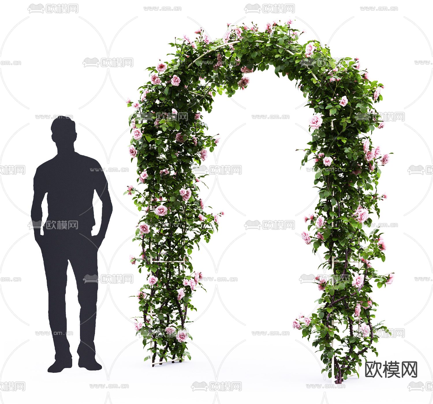 现代植物玫瑰拱门小品3d模型下载（渲染图3）