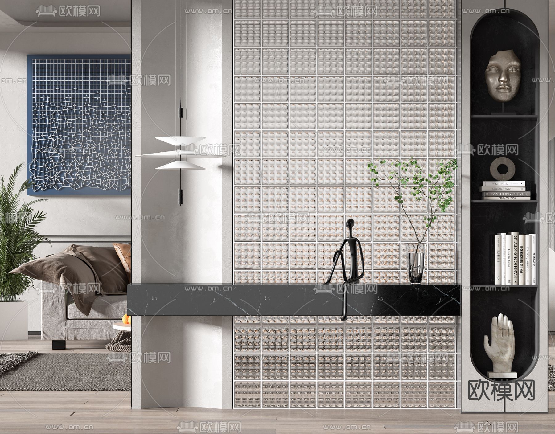 侘寂风玄关端景台3d模型