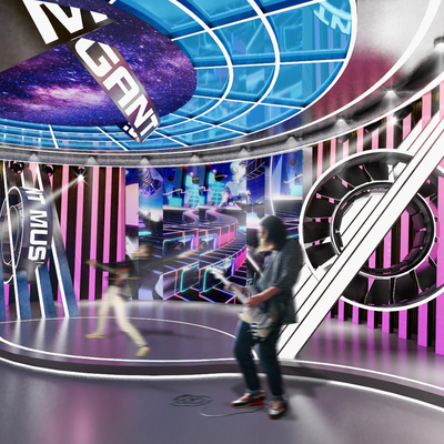  现代科技星球潮流舞台su模型 