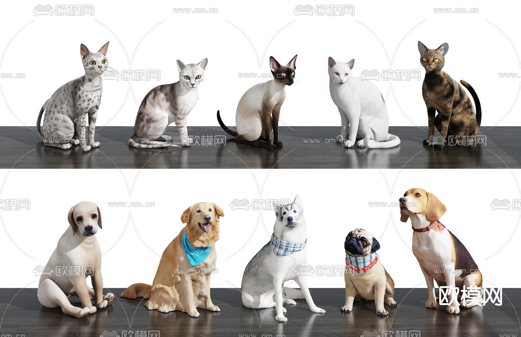 现代宠物猫宠物狗3d模型下载