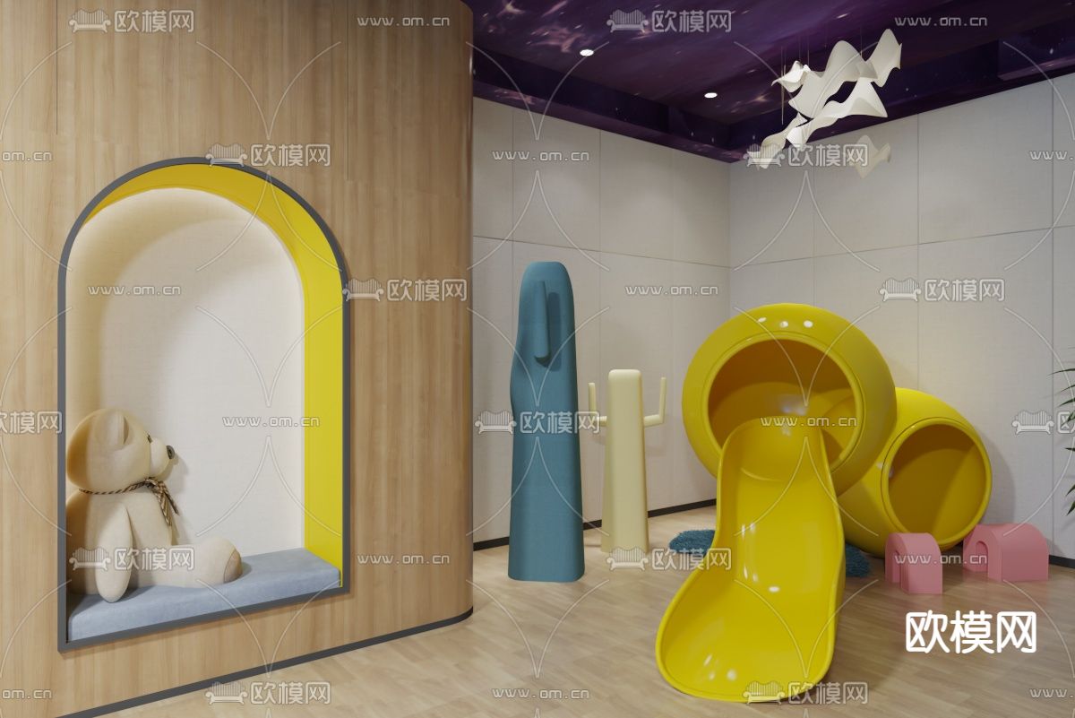 现代幼儿园儿童游乐区3d模型