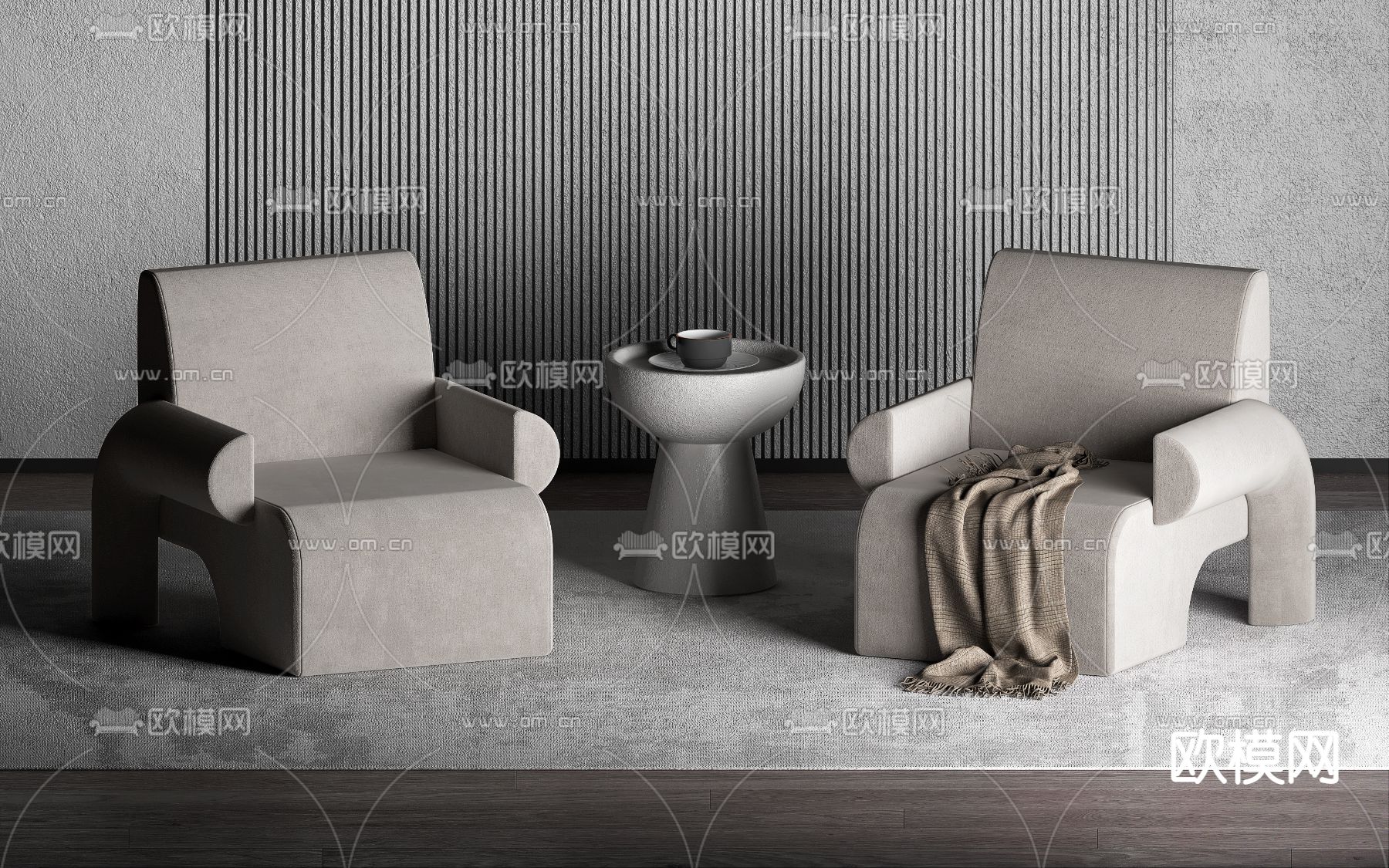 现代布艺单人沙发3d模型