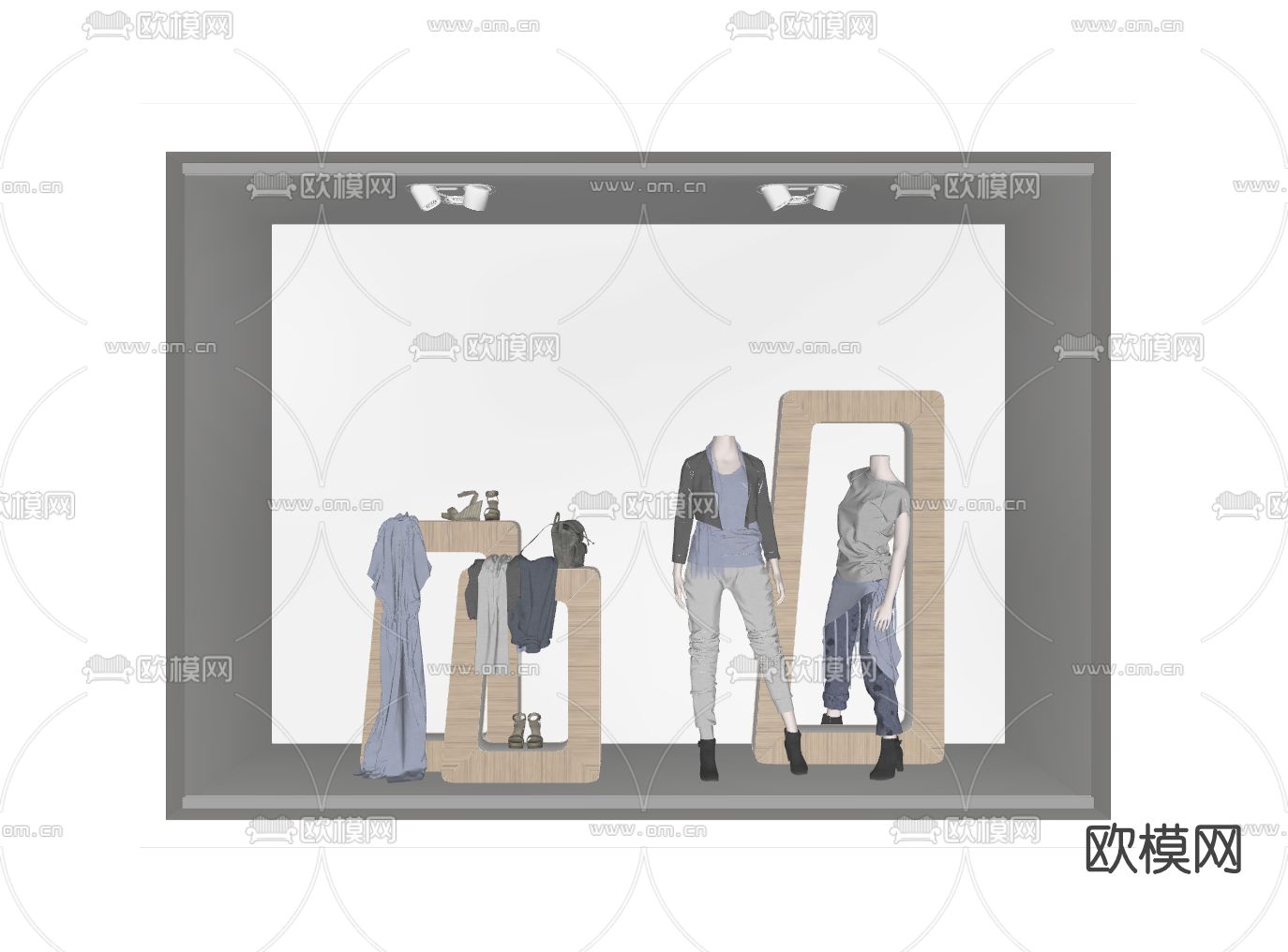 现代服饰橱窗su模型