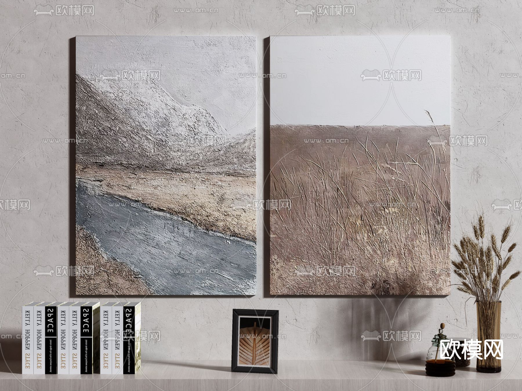 侘寂装饰画挂画su模型下载（渲染图1）