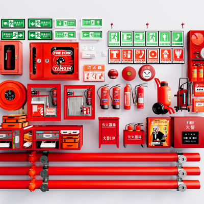  现代消防器材su模型 