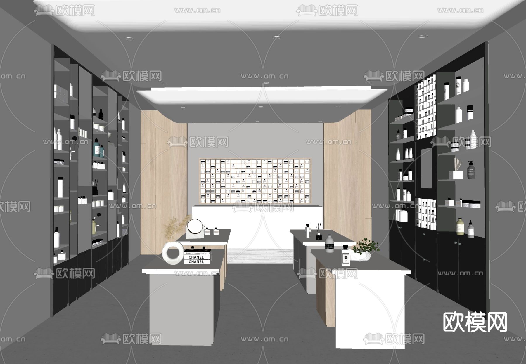 现代护肤品专卖店su模型下载