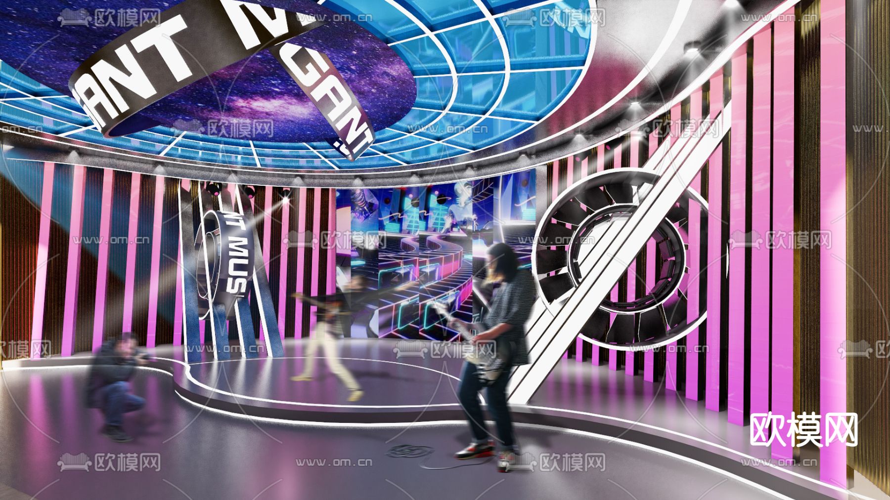 现代科技星球潮流舞台su模型下载（渲染图1）