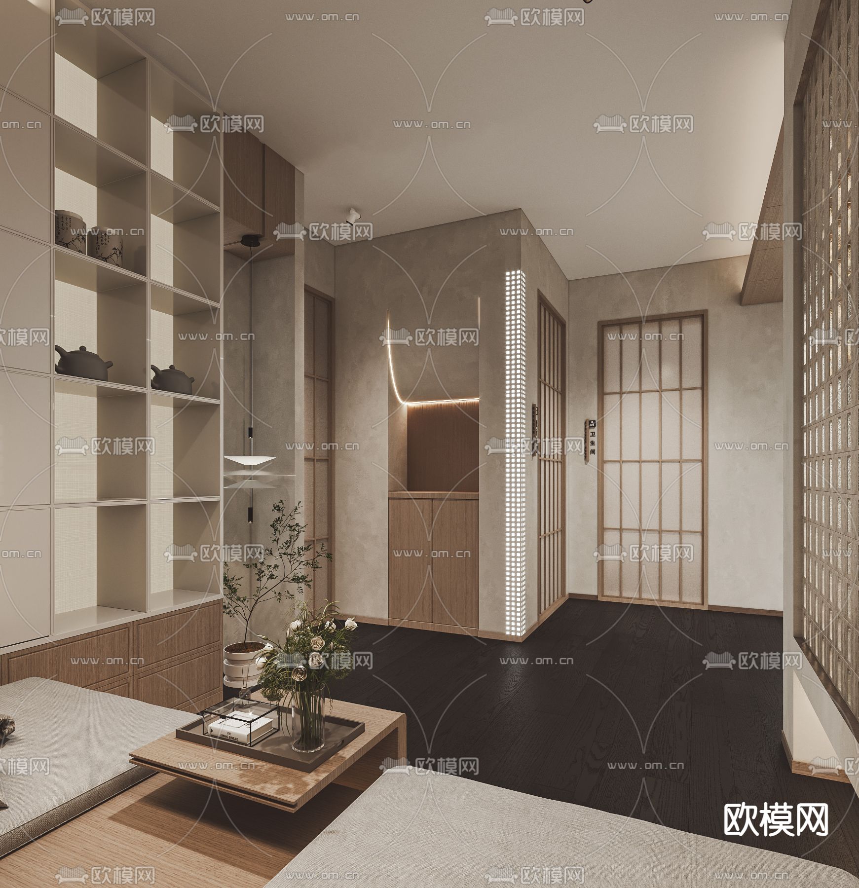 现代SPA桑拿店前厅3d模型