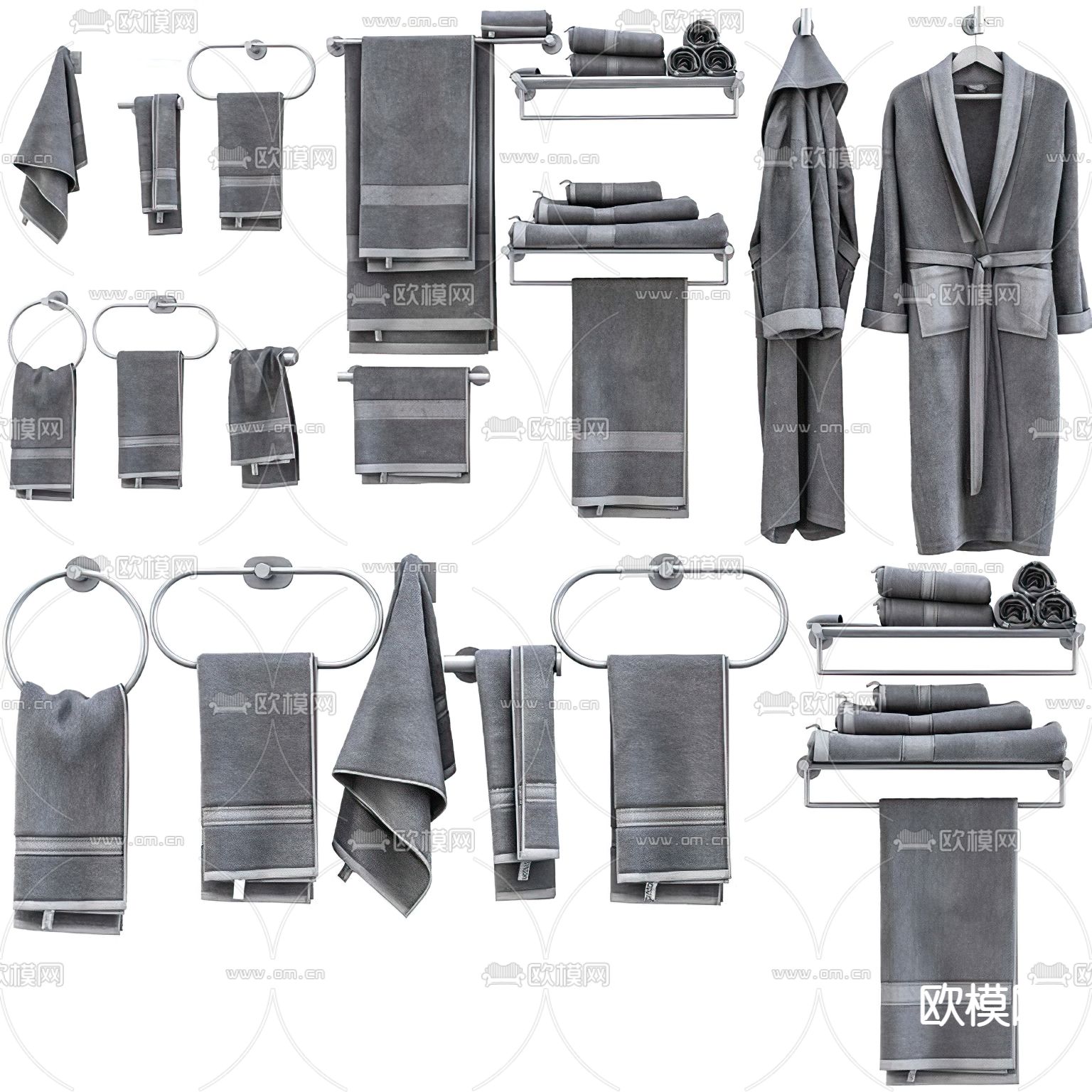 现代卫浴用品毛巾浴袍3d模型下载（渲染图1）