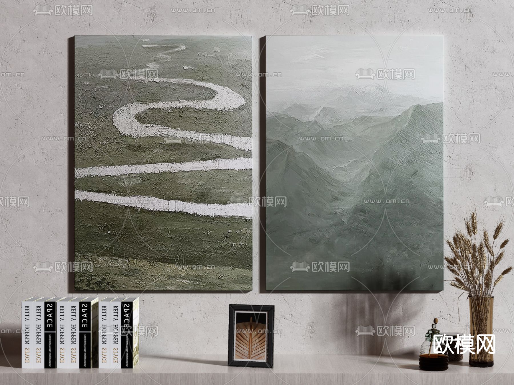 侘寂装饰画挂画su模型下载（渲染图1）