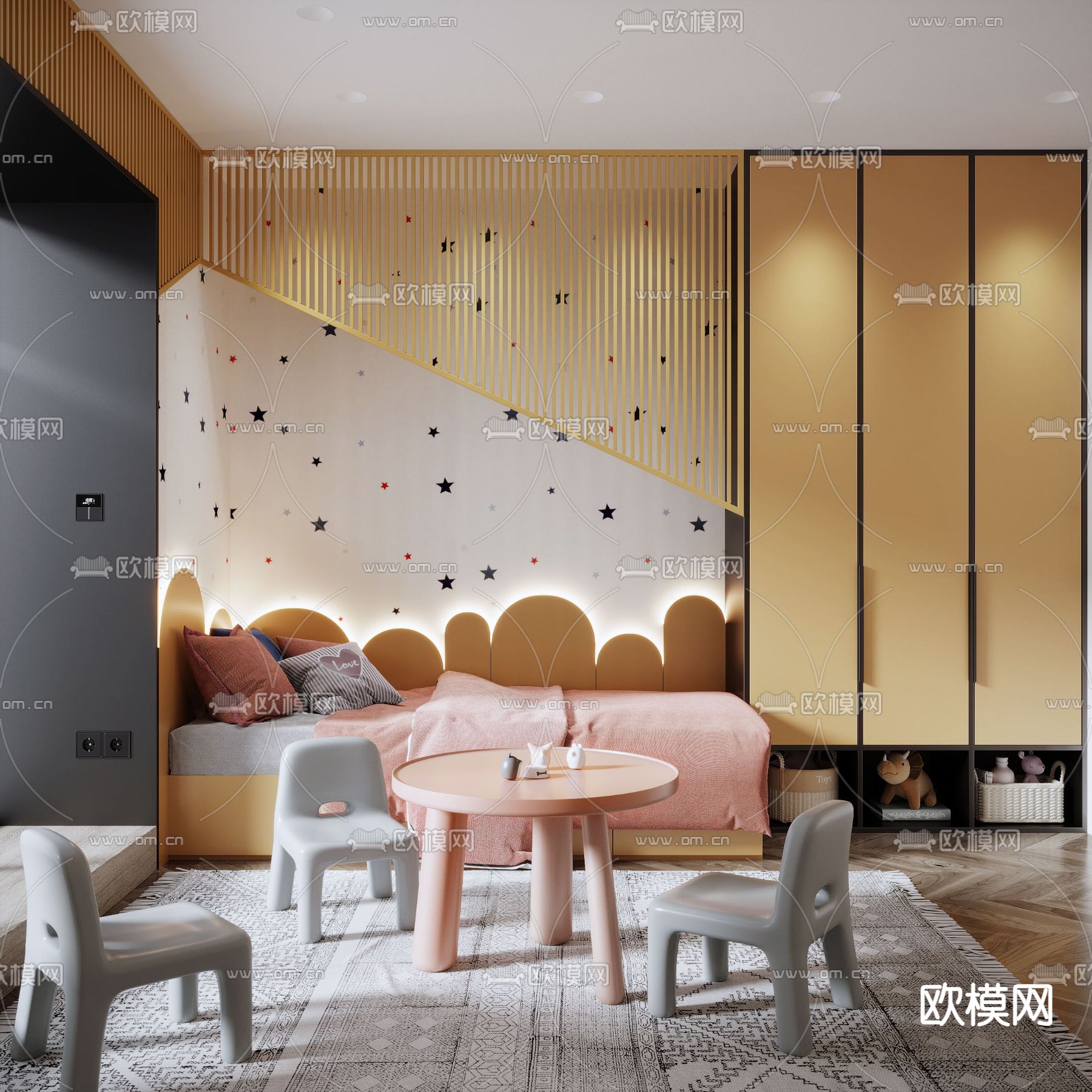 现代儿童房3d模型