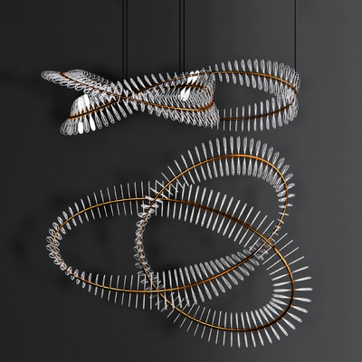  现代艺术装饰吊灯su模型 