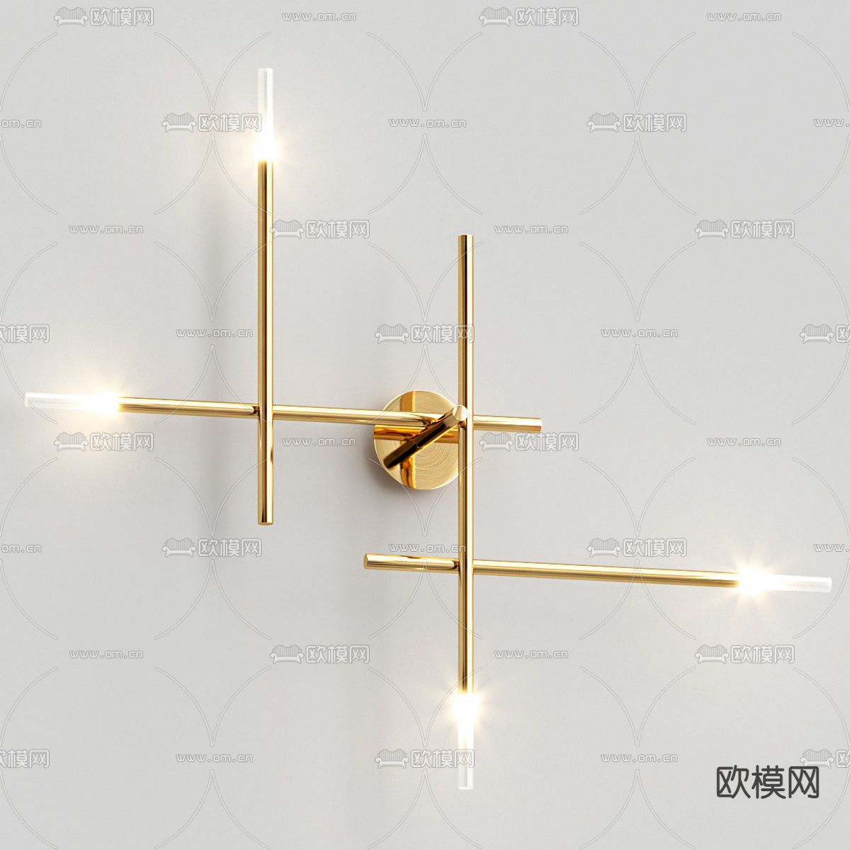 现代金属壁灯3d模型下载（渲染图1）