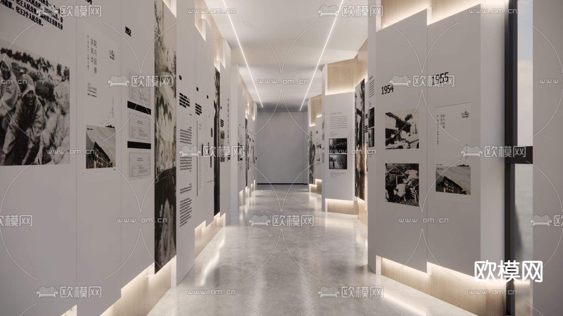 现代文教展厅文化墙su模型下载