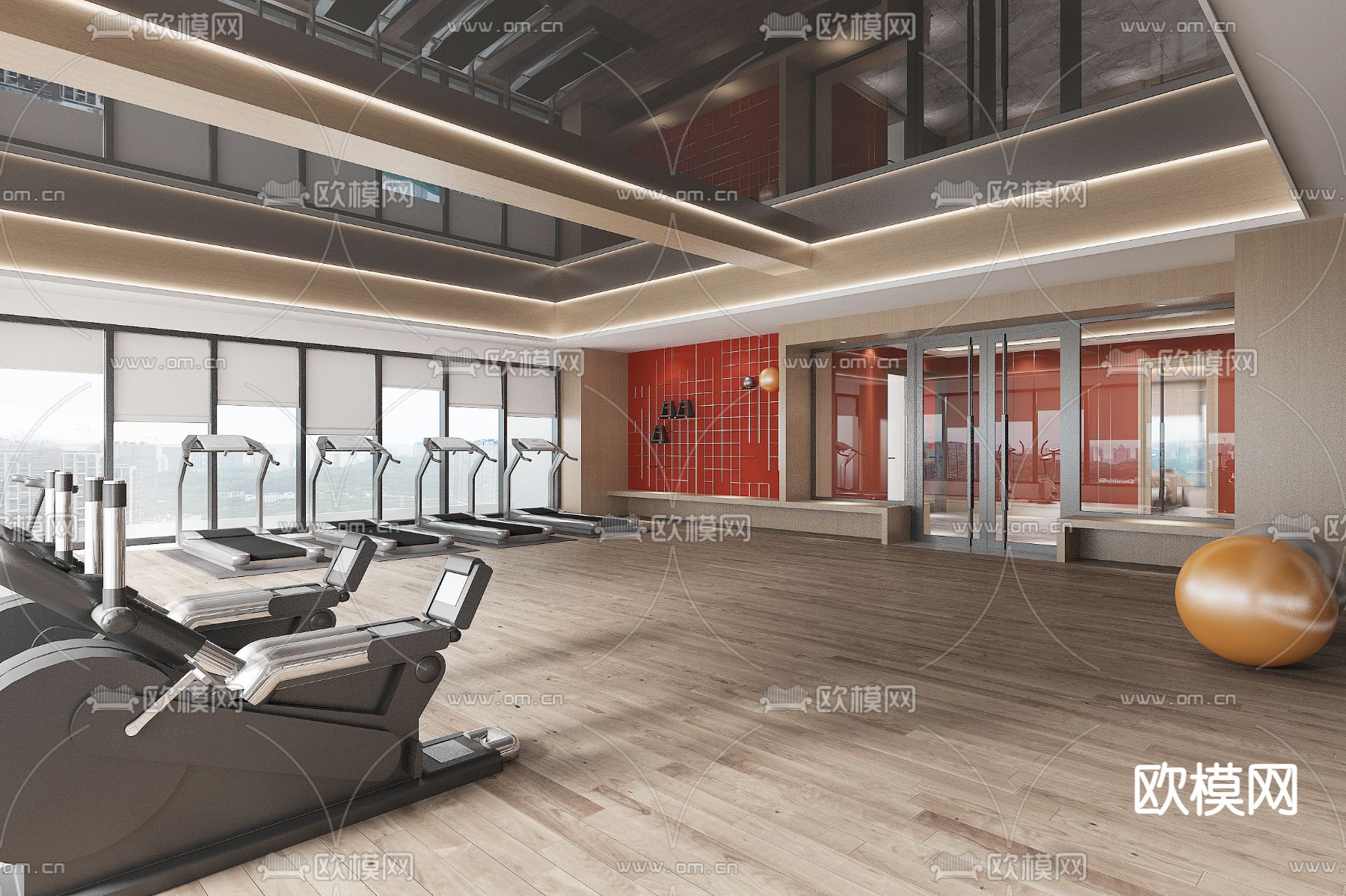 现代健身房3d模型下载（渲染图2）