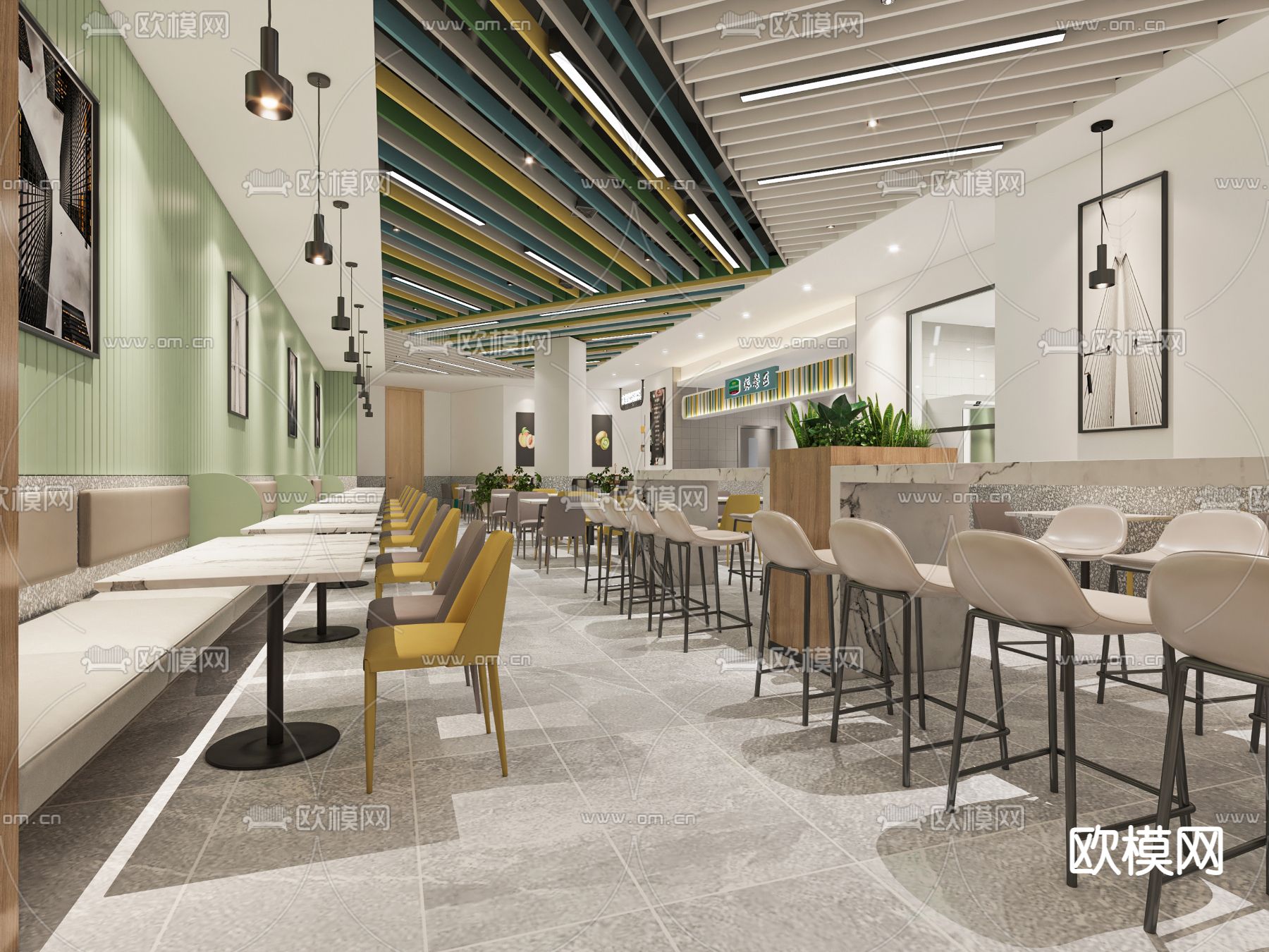 现代快餐店3d模型下载（渲染图1）