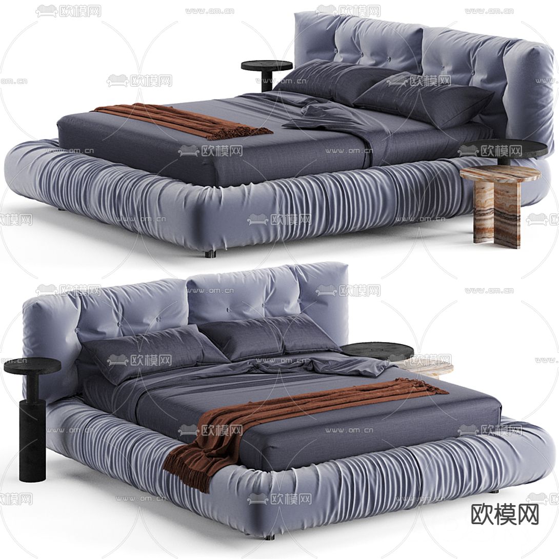 BAXTER 现代布艺双人床3d模型下载（渲染图1）