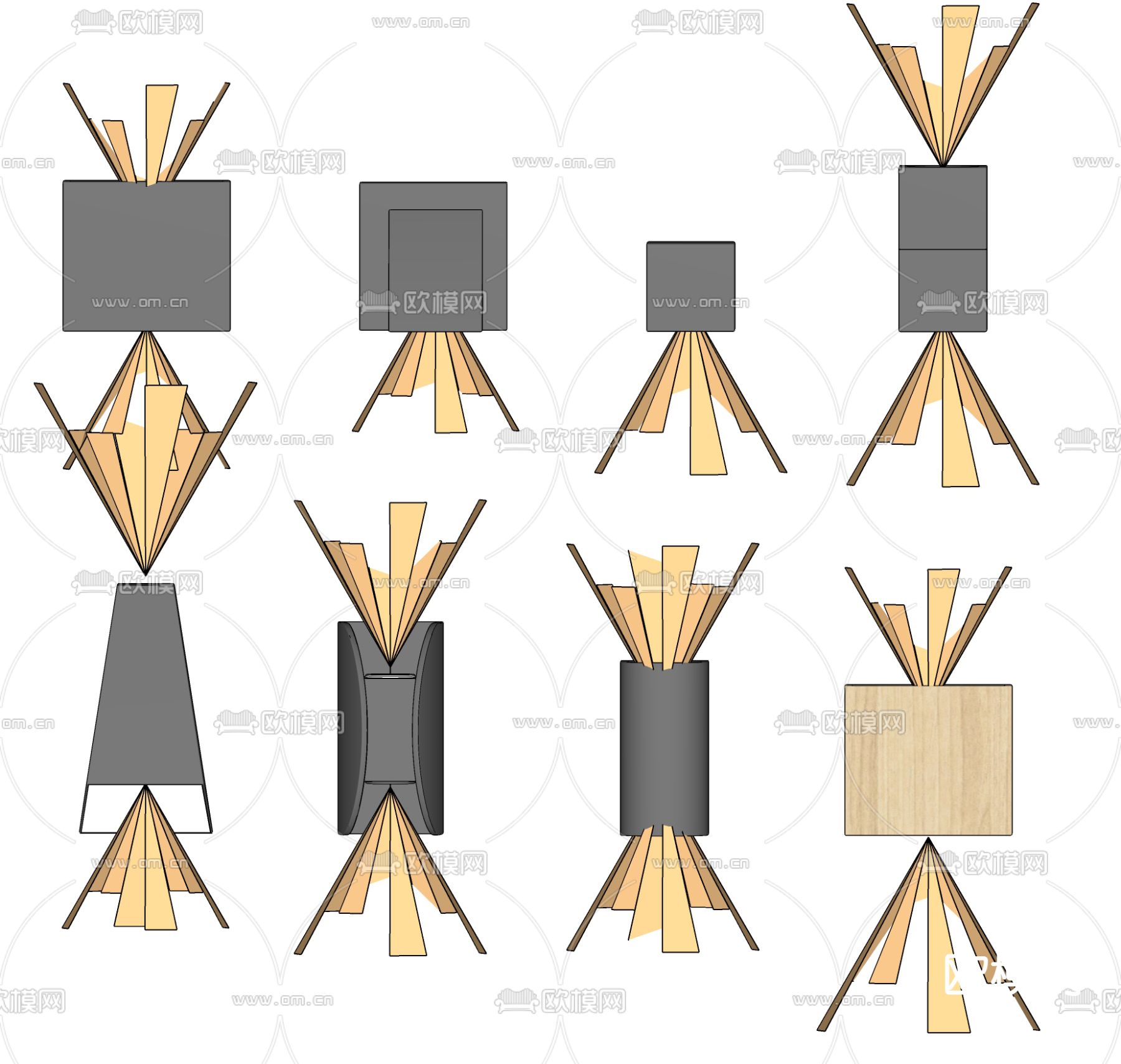 现代户外壁灯su模型下载（渲染图2）