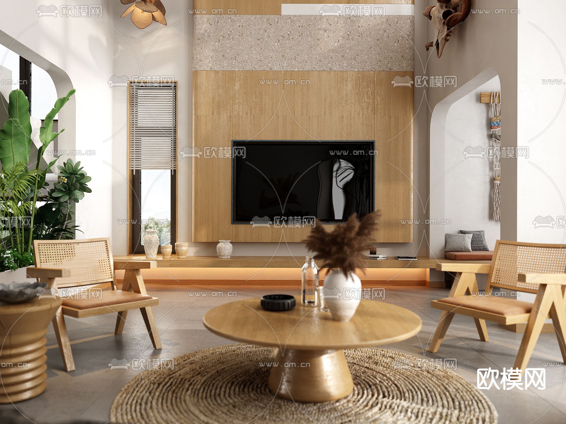 北欧别墅客餐厅3d模型下载（渲染图2）