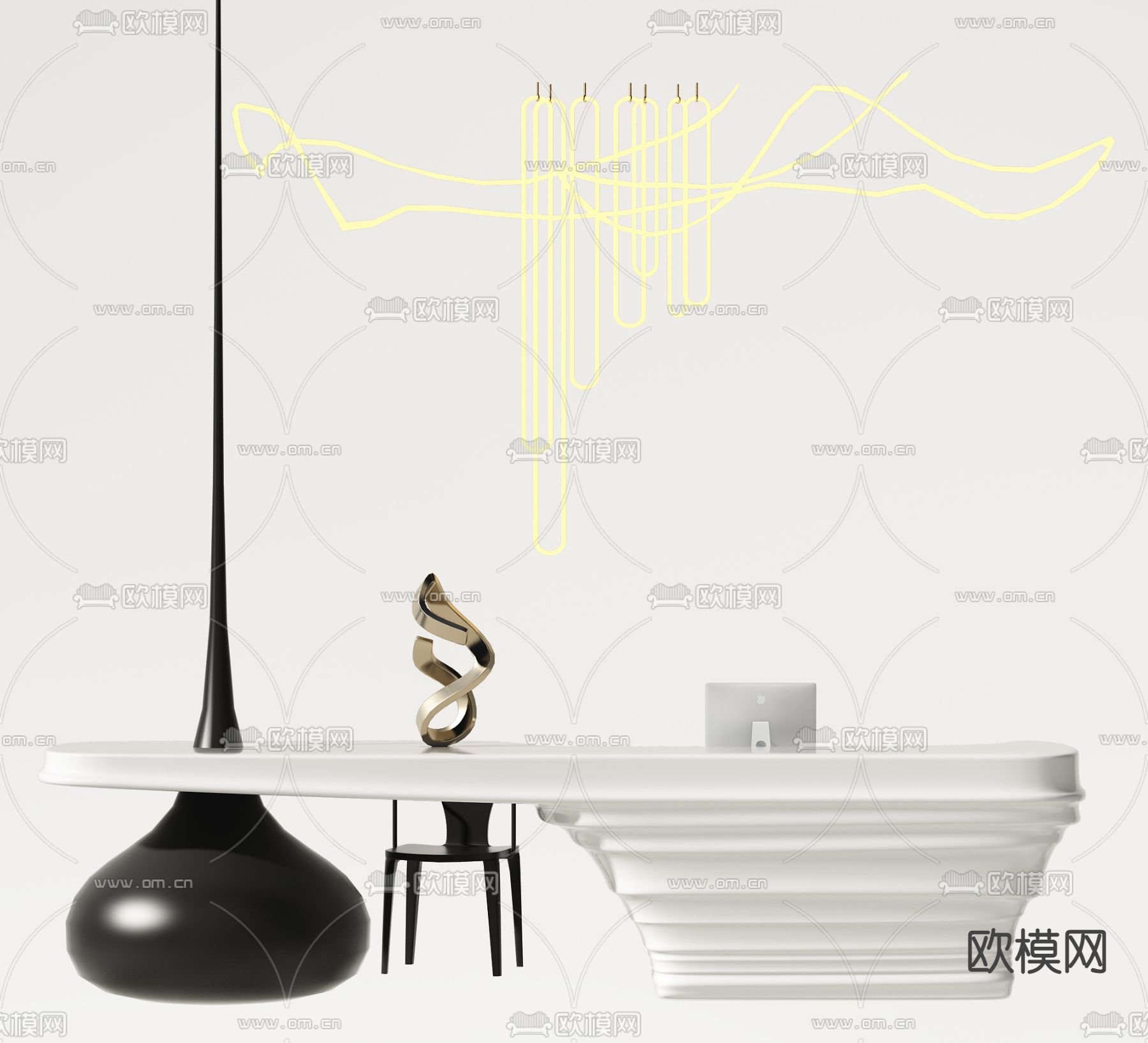 现代前台接待台3d模型下载