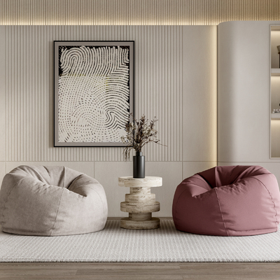  现代布艺懒人沙发su模型 