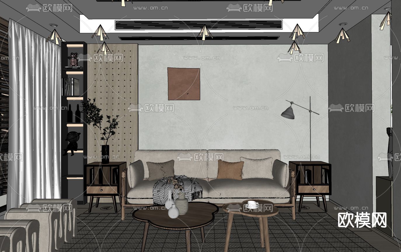 北欧客厅su模型下载（渲染图2）