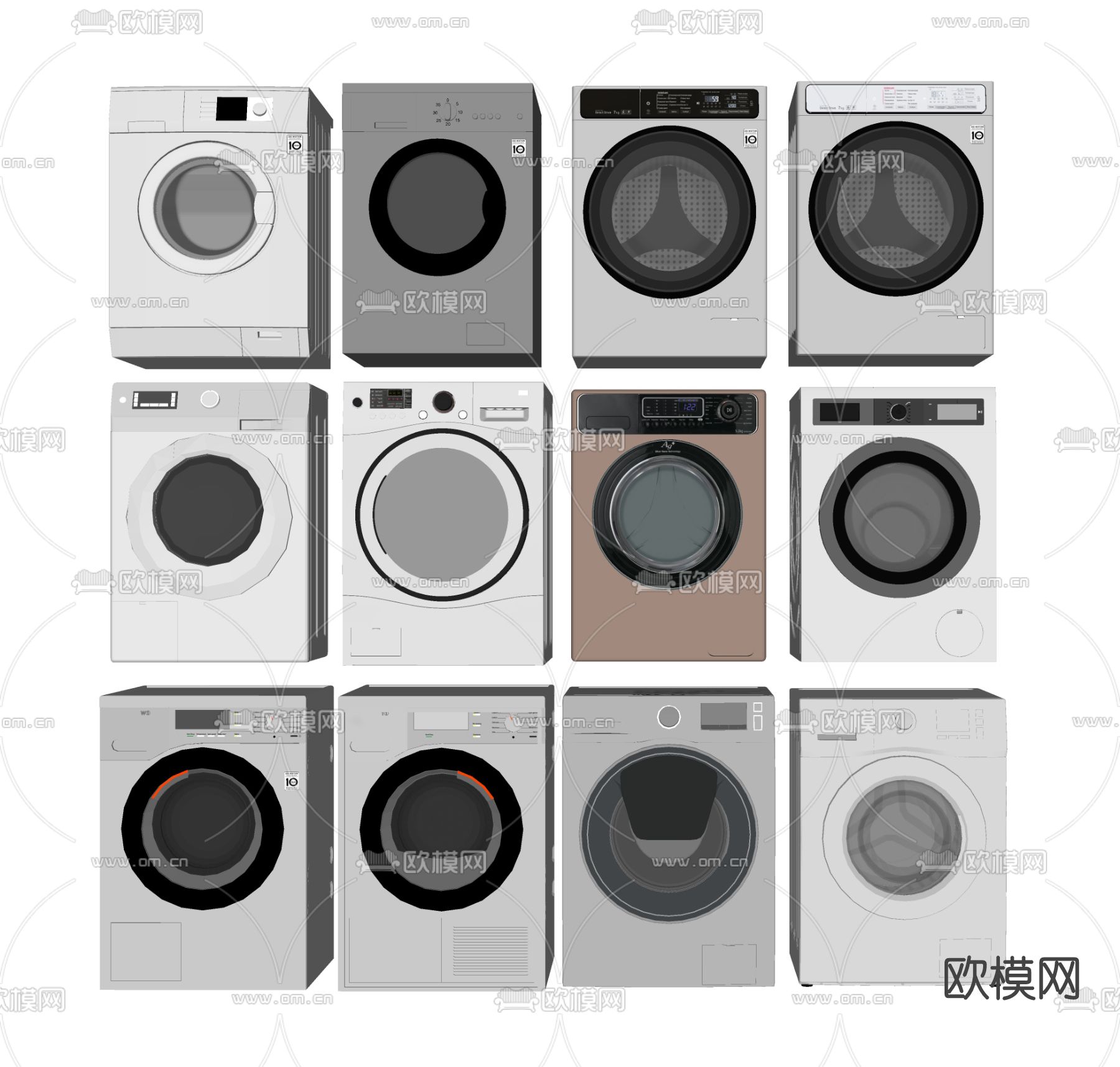 现代滚筒洗衣机su模型