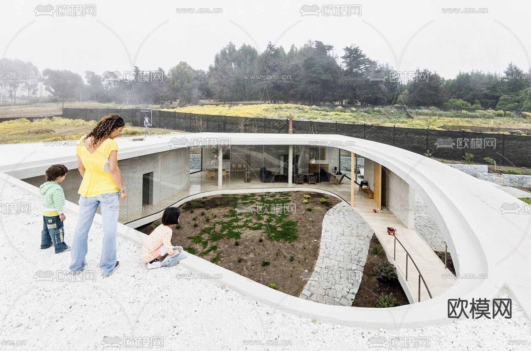 现代民宿建筑su模型下载（渲染图2）