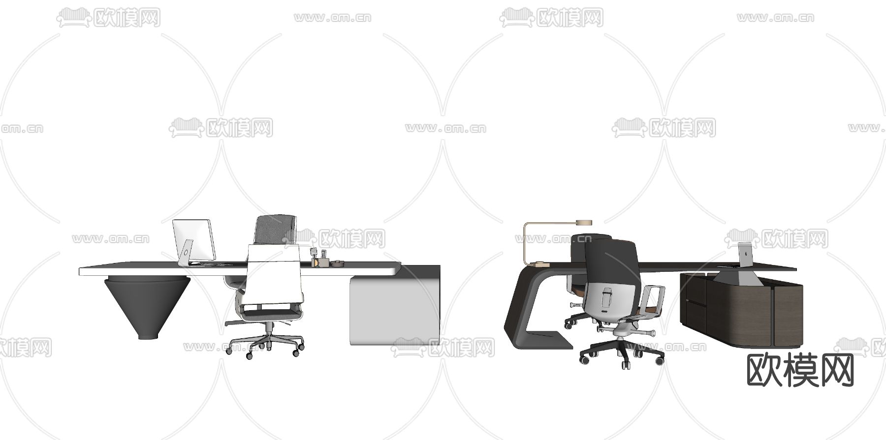 现代办公桌椅su模型