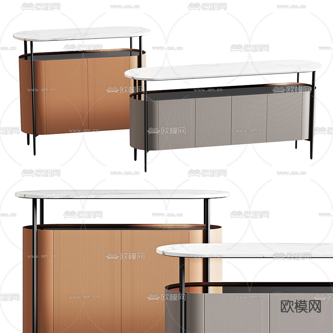 Poltrona Frau 大理石边柜3d模型下载（渲染图1）