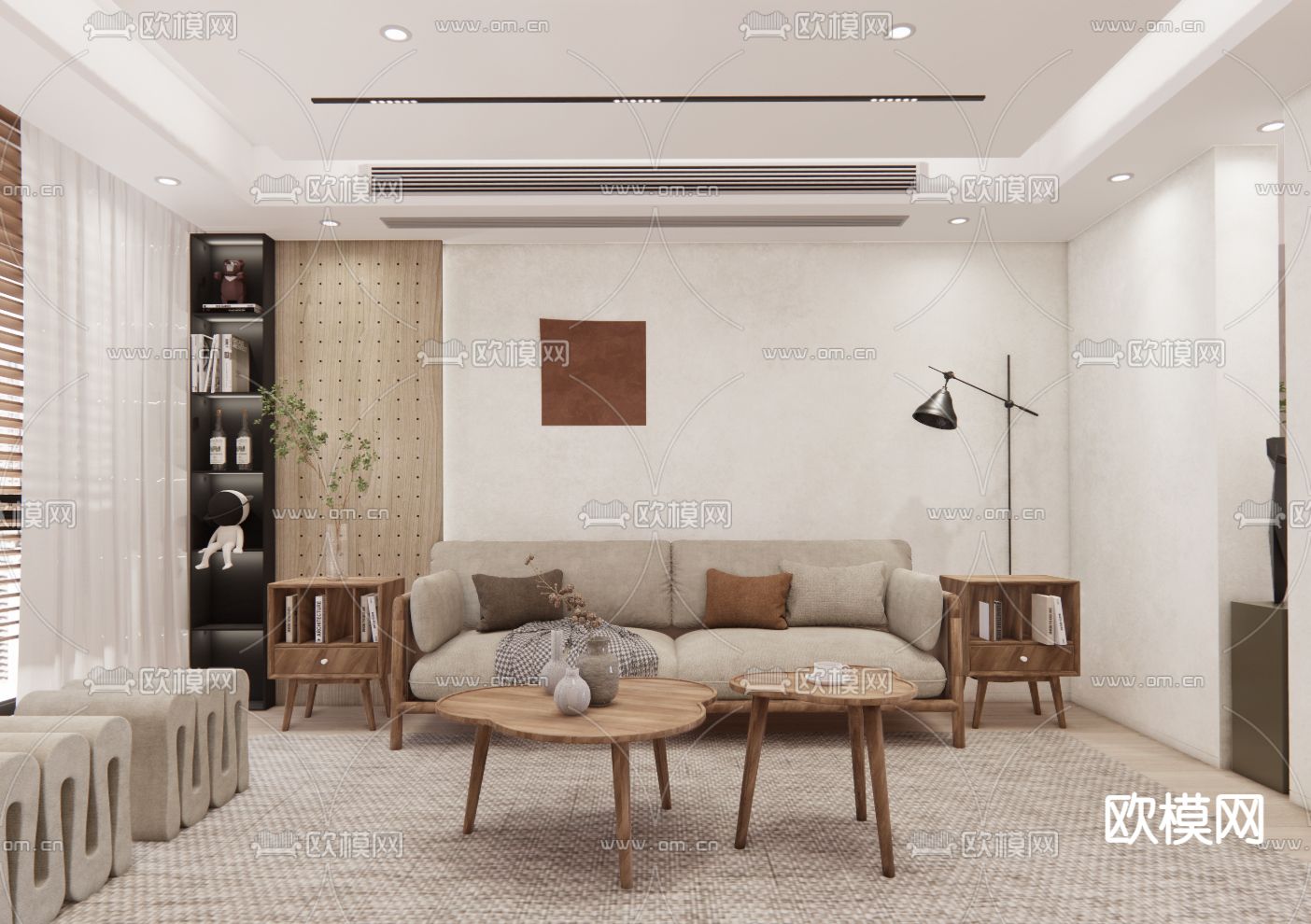 北欧客厅su模型下载（渲染图1）