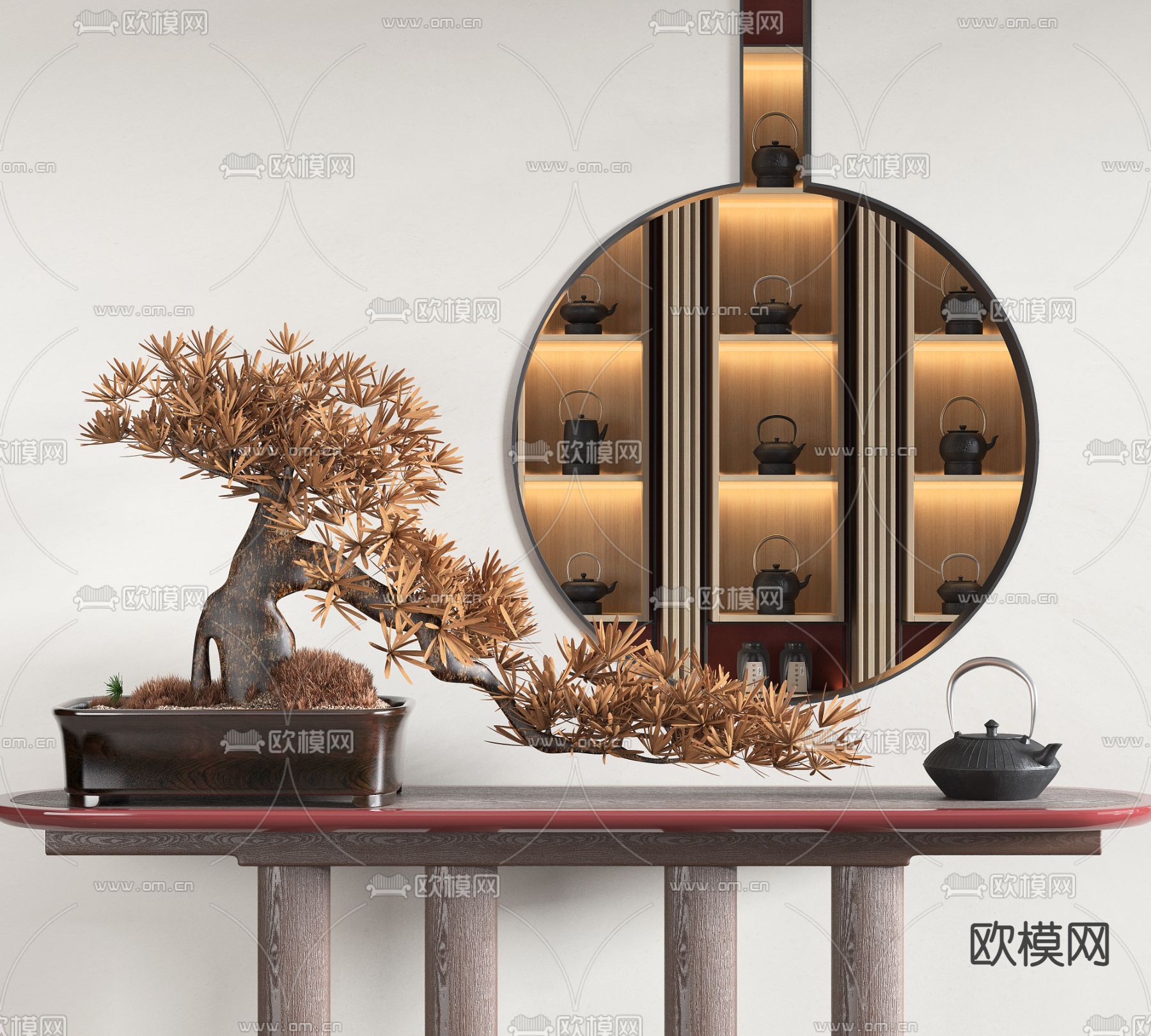 中式松树盆栽3d模型下载