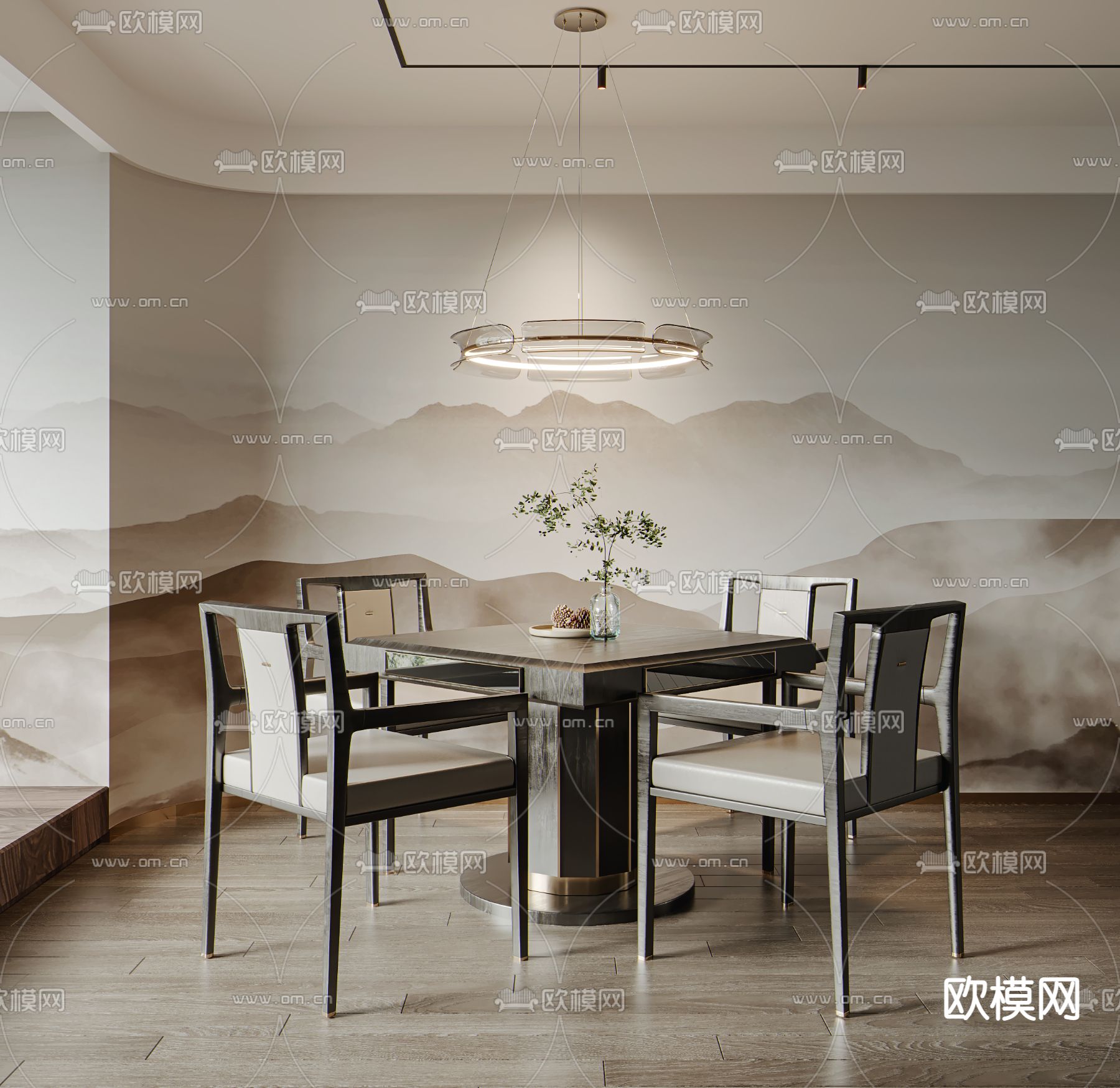 新中式棋牌室3d模型下载