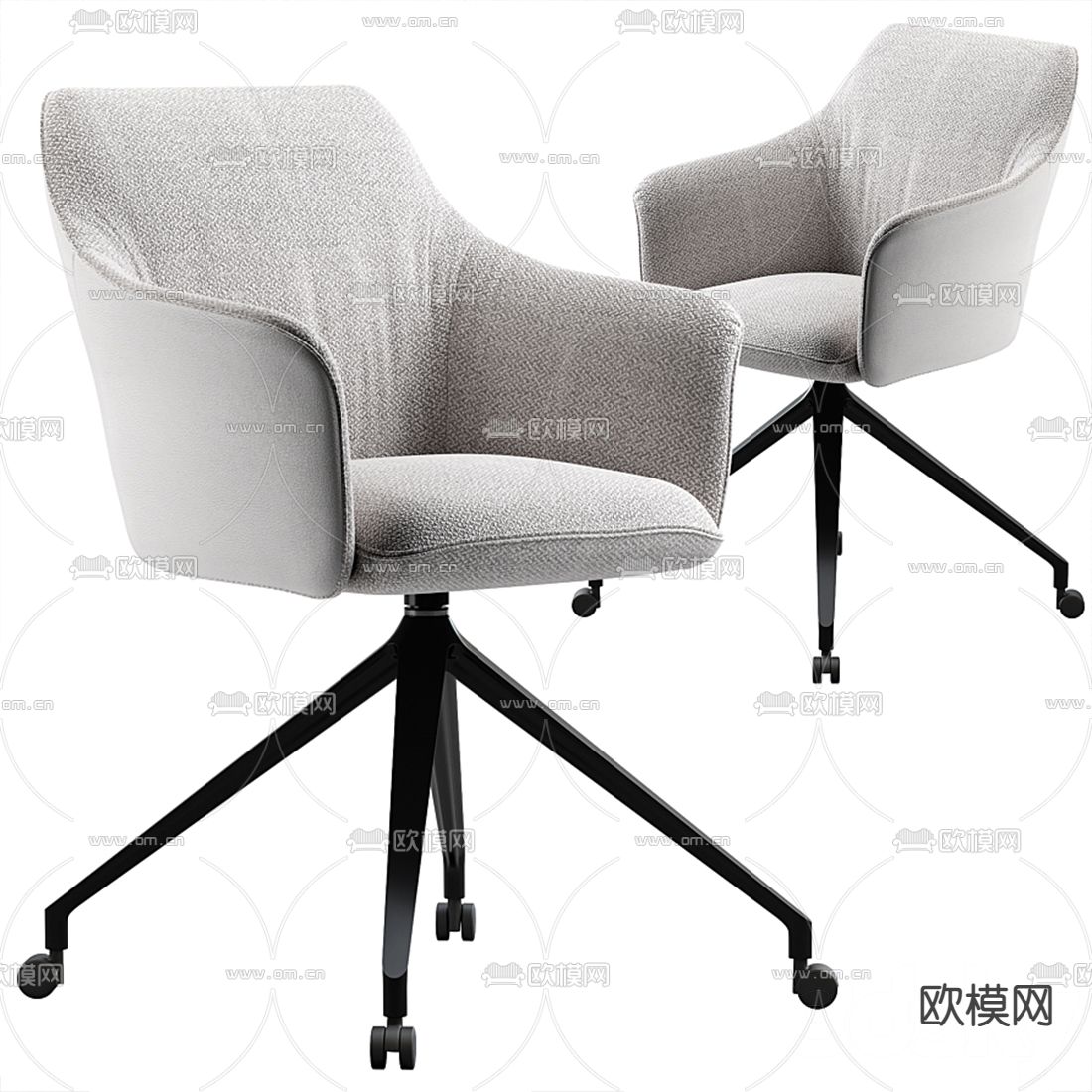 现代布艺办公椅3d模型下载（渲染图1）