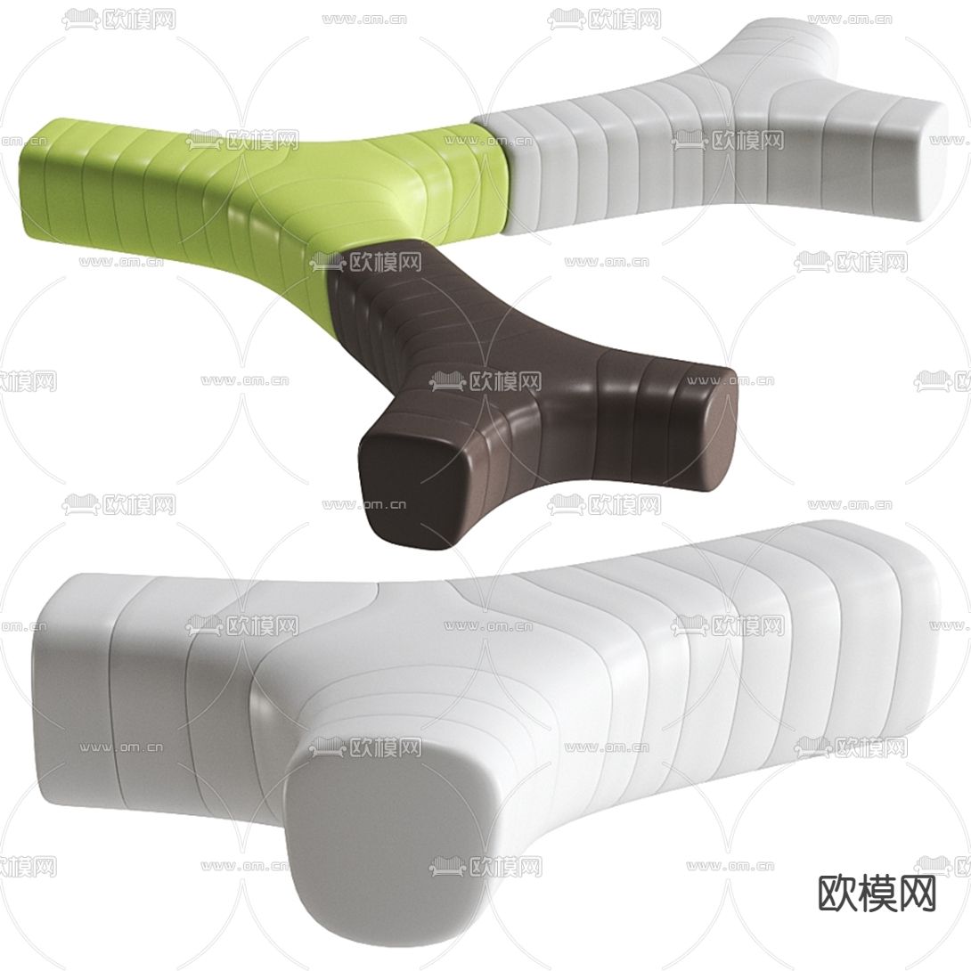 现代皮革办公沙发3d模型