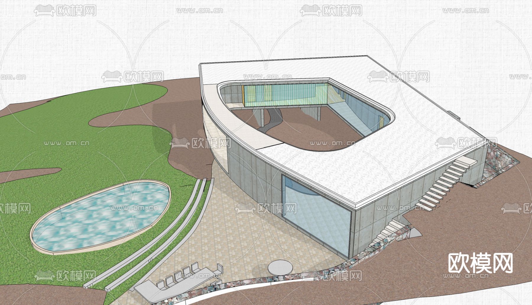 现代民宿建筑su模型下载（渲染图3）