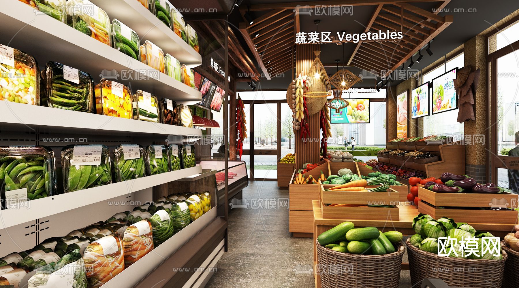现代水果生鲜超市3d模型